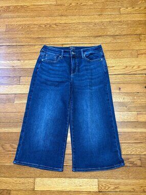 NYDJ Wide Leg Crop Jeans Womens Size 6 Blue Dark Wash Stretch Denim Cropped